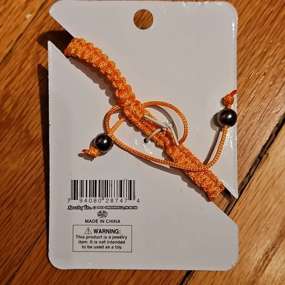 ONE Orange Bling Paracord Braided Bracelet, Adjustable, NWT!